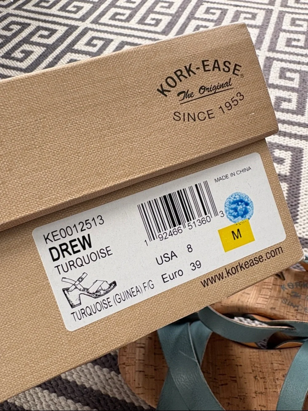 Kork-Ease Drew Teal Leather Cork Cross-Strap Wedge Sandals - Picture 6 of 6
